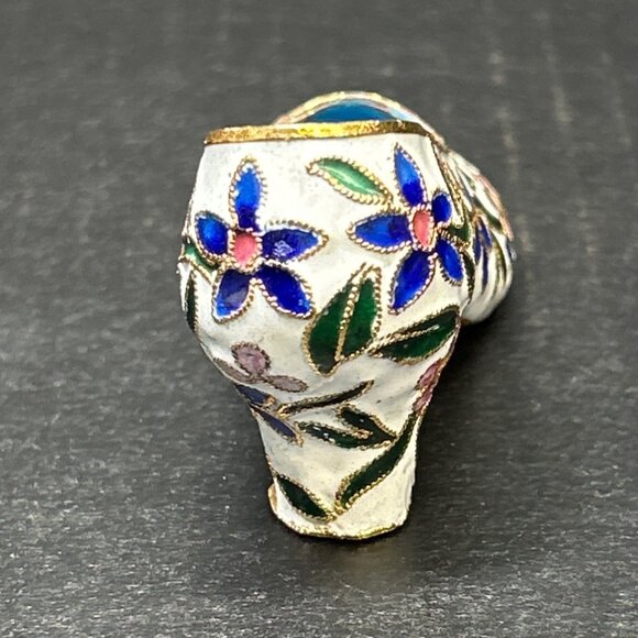 Vintage Cloisonne Shoe Heel Figurine Enamel Gold Embellished Floral Design - Picture 2 of 7